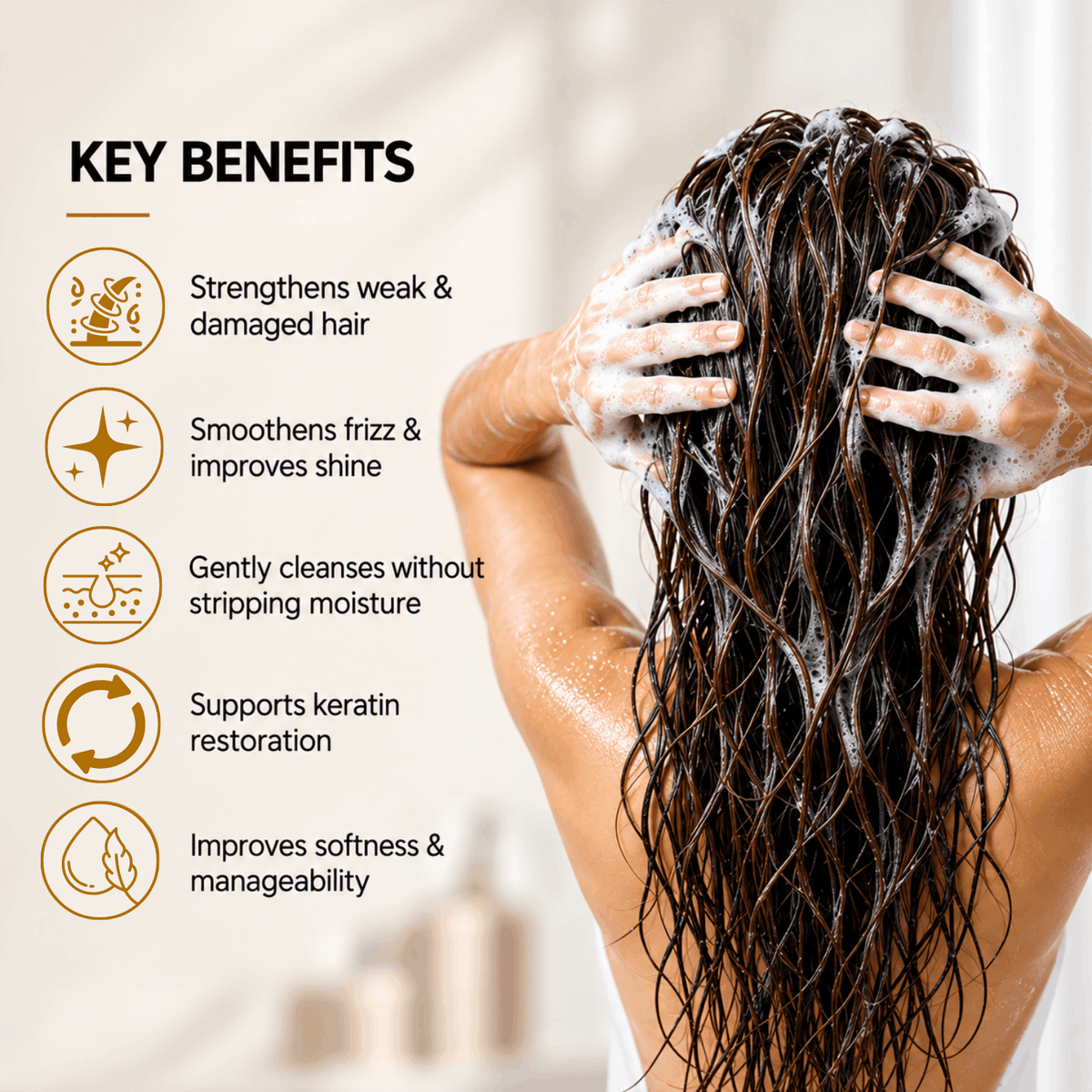 Keratin Shampoo - Sulfate & Paraben Free Formula 300 ml