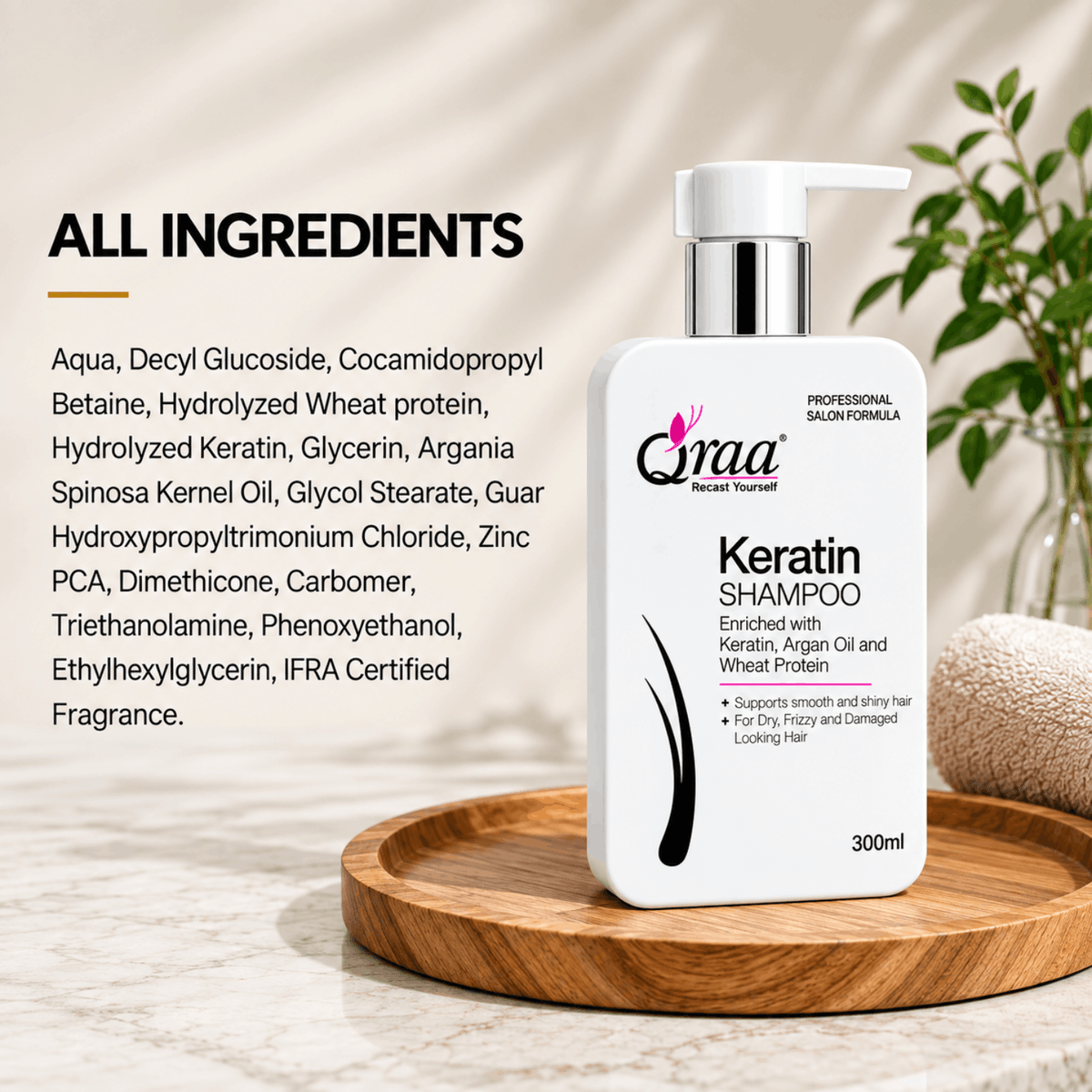 Keratin Shampoo - Sulfate & Paraben Free Formula 300 ml