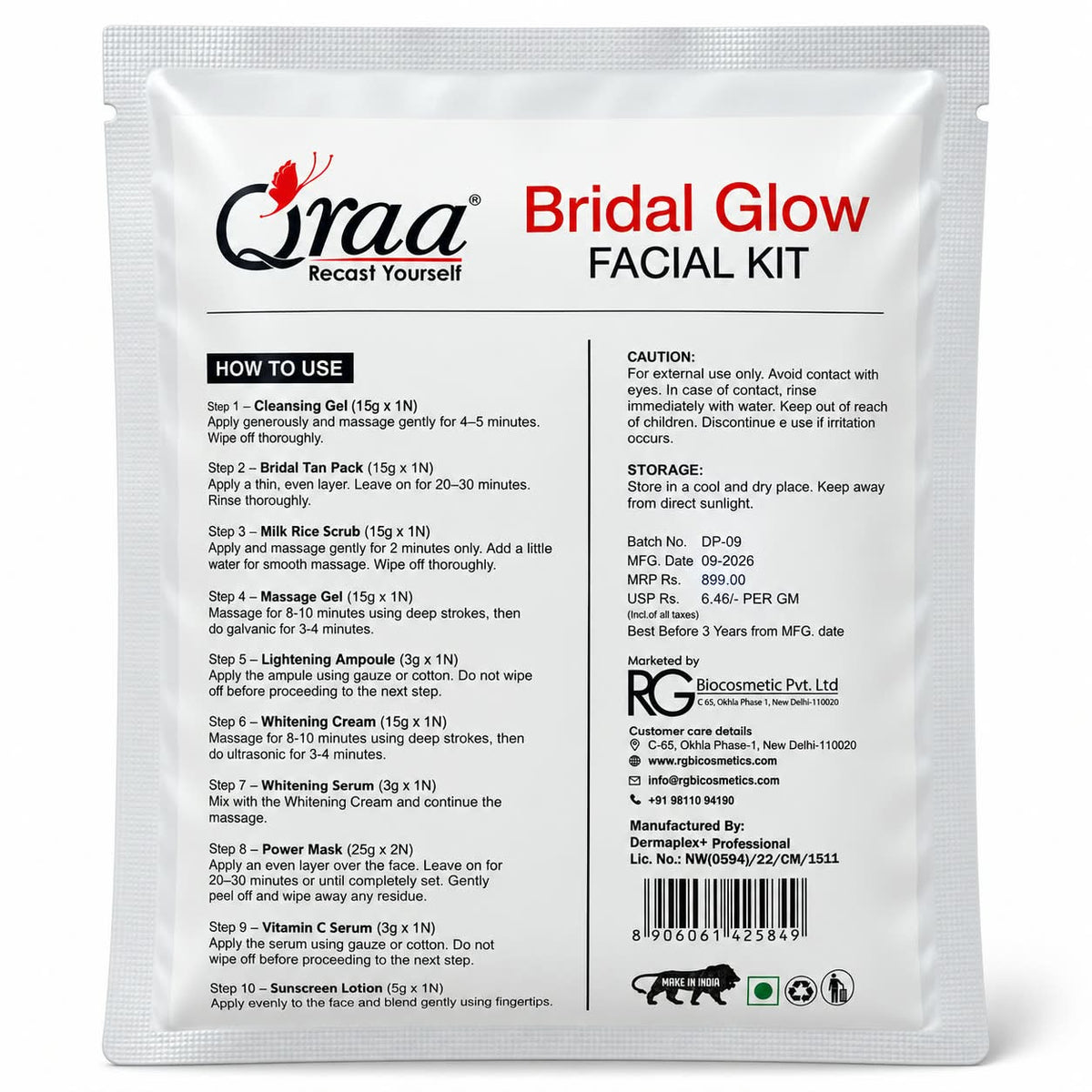 Bridal Glow Facial kit - 10 Step Facial Kit | 2 Time Use