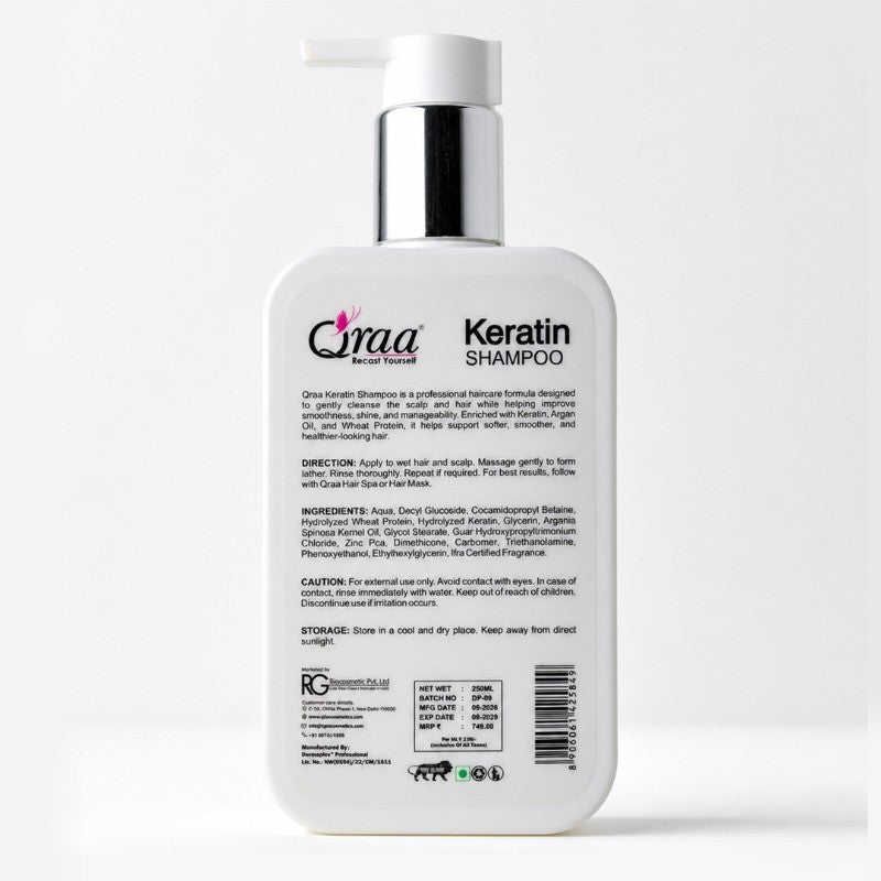 Qraa Keratin Shampoo - Sulfate & Paraben Free Formula